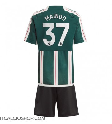 Manchester United Kobbie Mainoo #37 Seconda Maglia Bambino 2023-24 Manica Corta (+ Pantaloni corti)